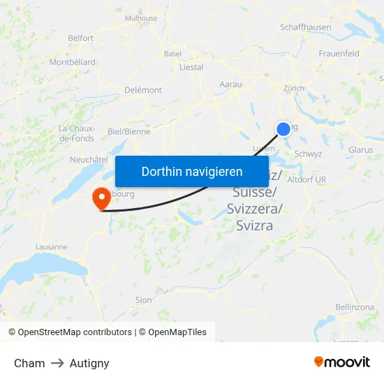 Cham to Autigny map