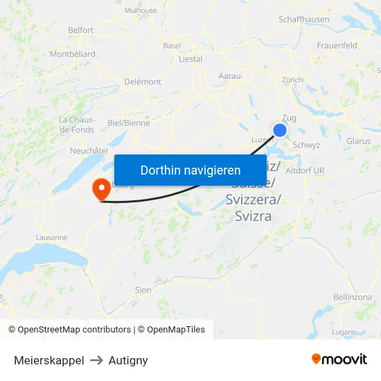 Meierskappel to Autigny map