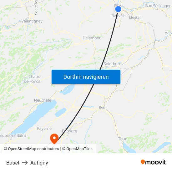 Basel to Autigny map