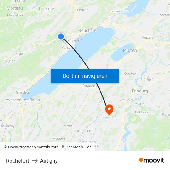 Rochefort to Autigny map