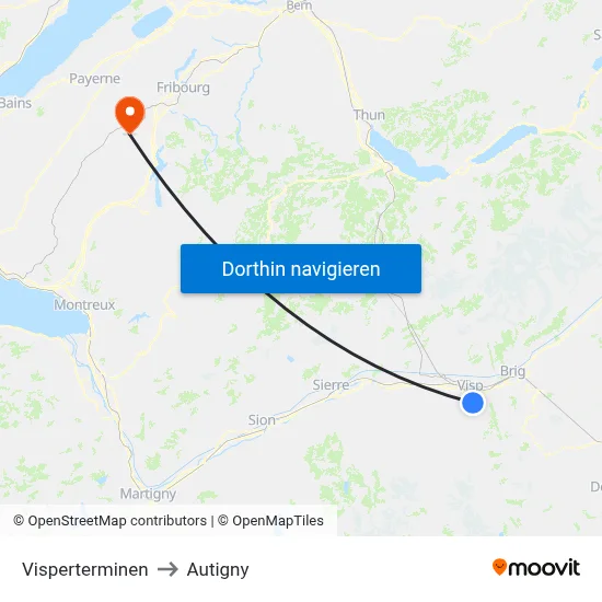 Visperterminen to Autigny map