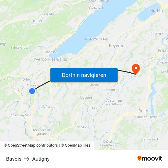 Bavois to Autigny map