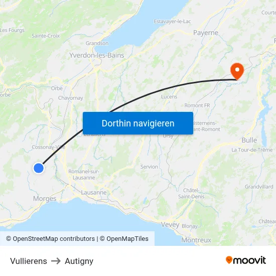 Vullierens to Autigny map