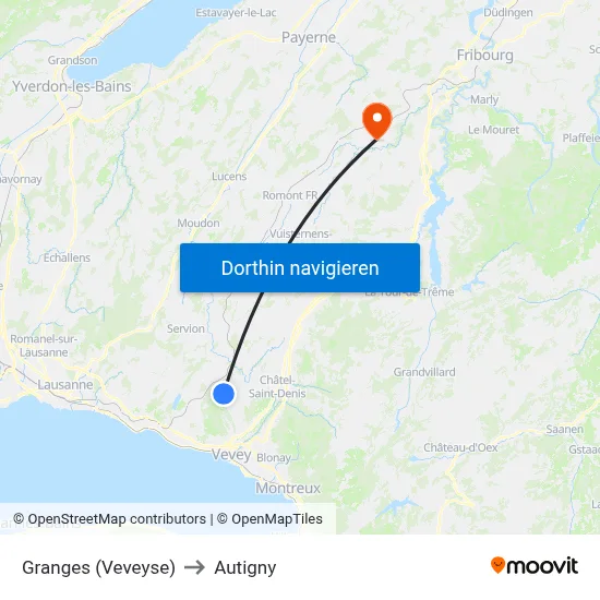 Granges (Veveyse) to Autigny map
