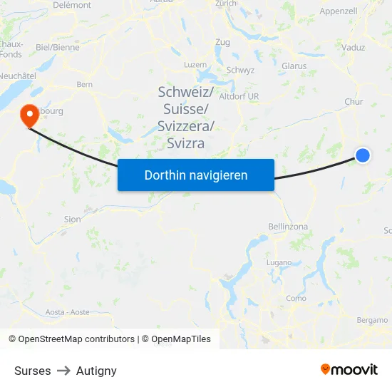 Surses to Autigny map