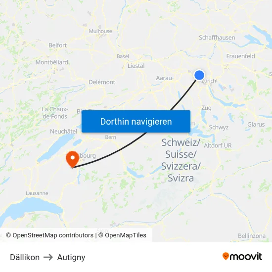 Dällikon to Autigny map