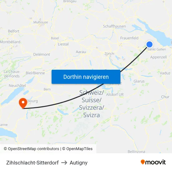 Zihlschlacht-Sitterdorf to Autigny map