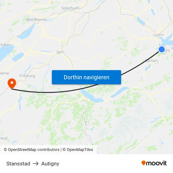 Stansstad to Autigny map