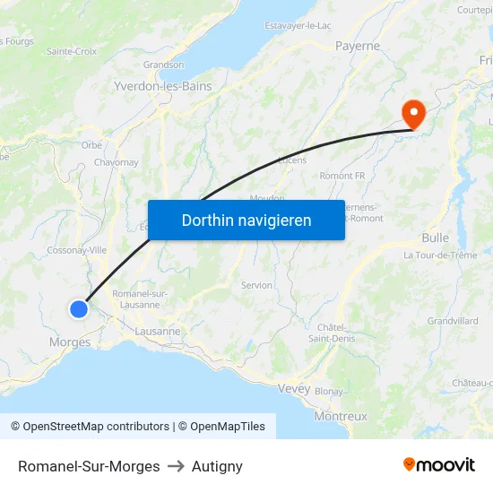Romanel-Sur-Morges to Autigny map