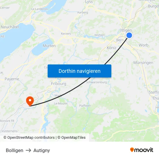 Bolligen to Autigny map