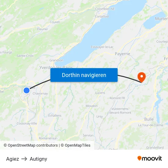 Agiez to Autigny map