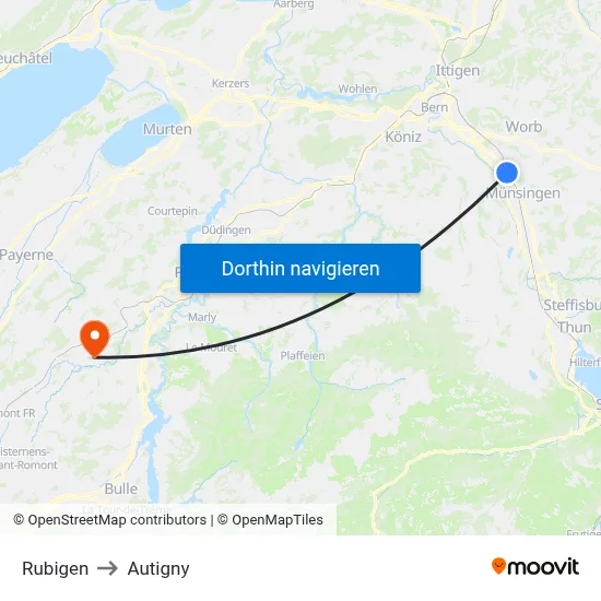 Rubigen to Autigny map