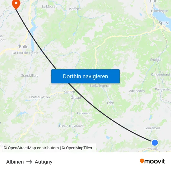 Albinen to Autigny map