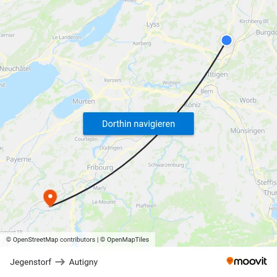 Jegenstorf to Autigny map