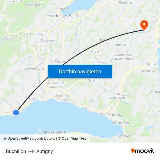 Buchillon to Autigny map