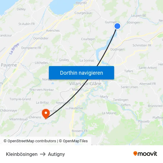 Kleinbösingen to Autigny map