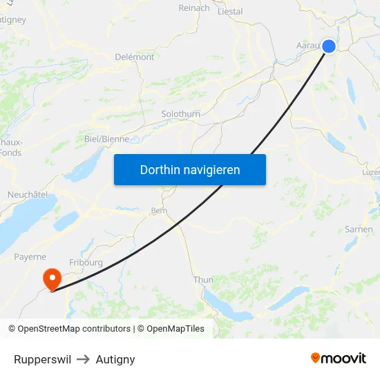 Rupperswil to Autigny map