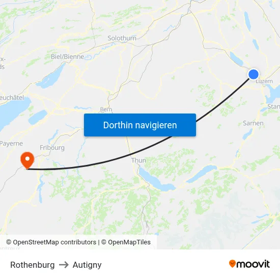 Rothenburg to Autigny map