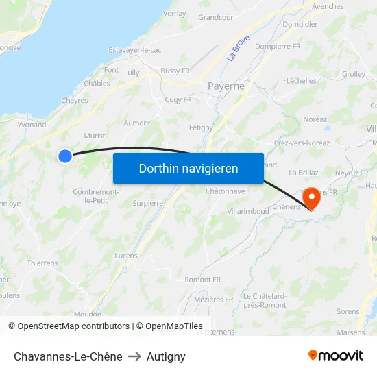 Chavannes-Le-Chêne to Autigny map