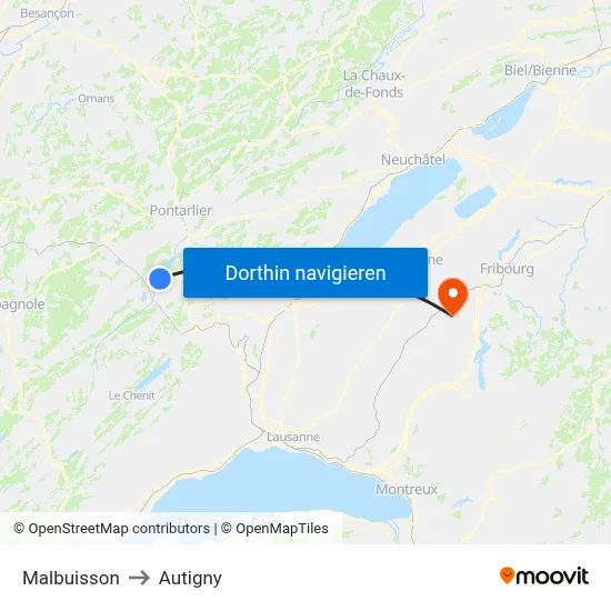 Malbuisson to Autigny map