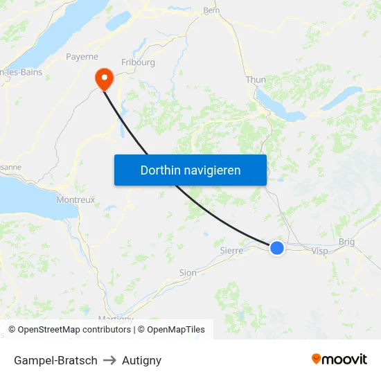Gampel-Bratsch to Autigny map