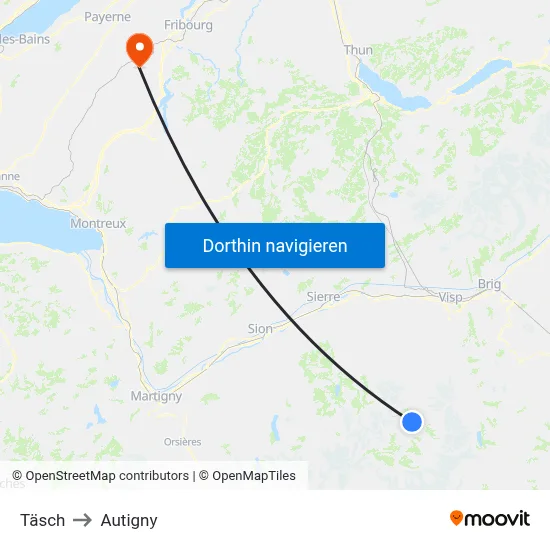 Täsch to Autigny map