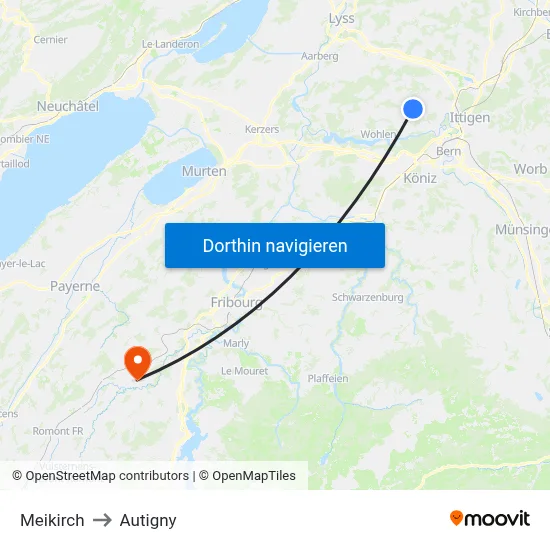 Meikirch to Autigny map