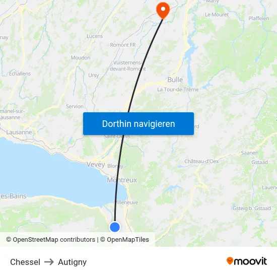 Chessel to Autigny map