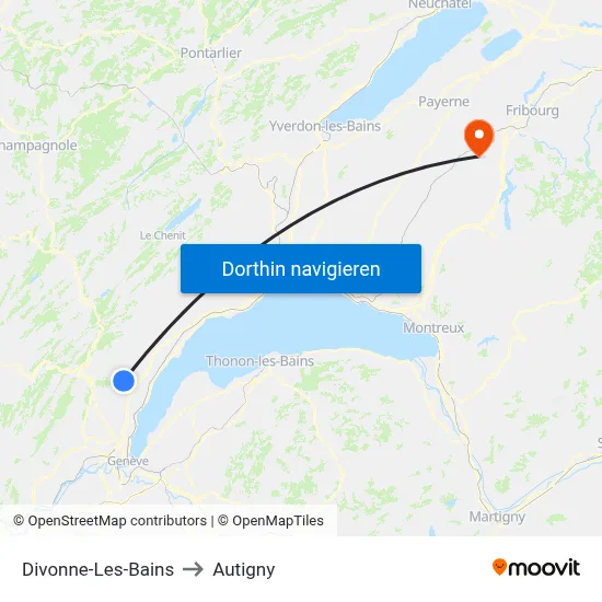 Divonne-Les-Bains to Autigny map