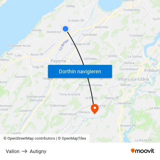 Vallon to Autigny map