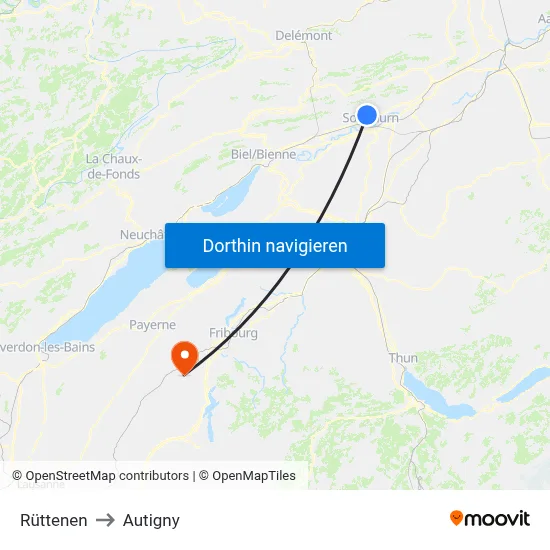 Rüttenen to Autigny map