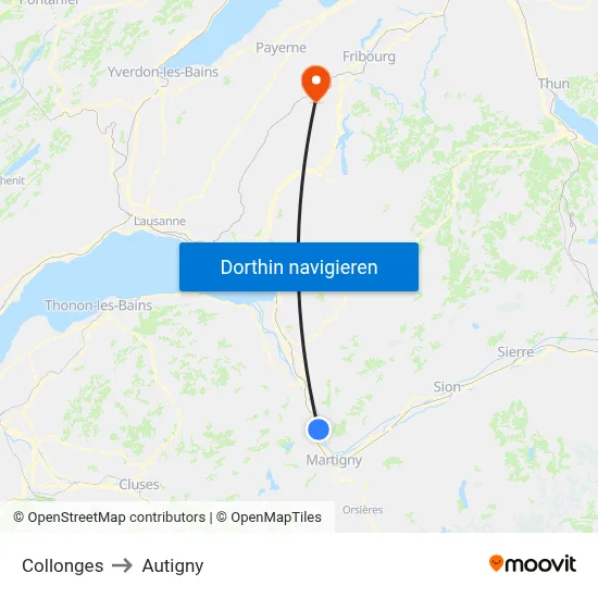 Collonges to Autigny map