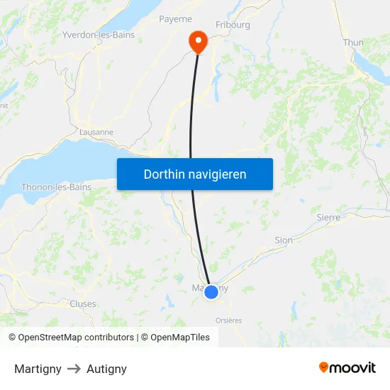 Martigny to Autigny map