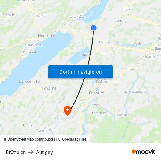 Brüttelen to Autigny map