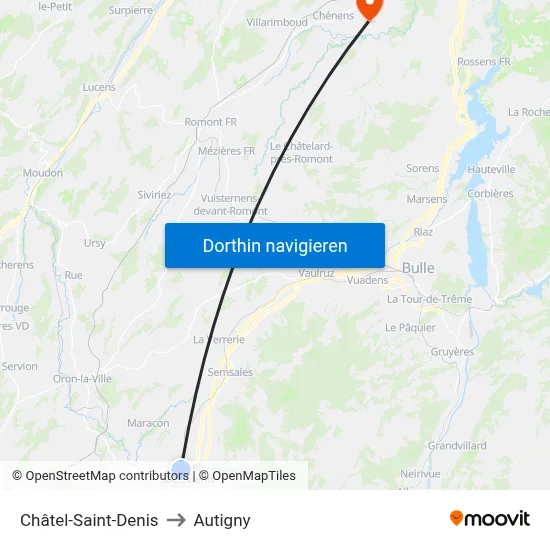 Châtel-Saint-Denis to Autigny map
