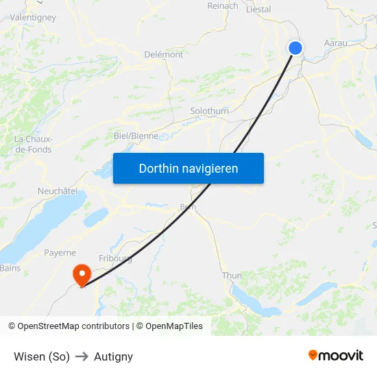 Wisen (So) to Autigny map