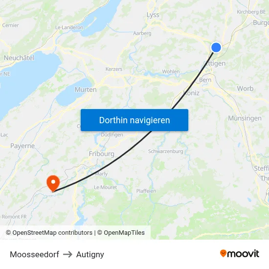 Moosseedorf to Autigny map