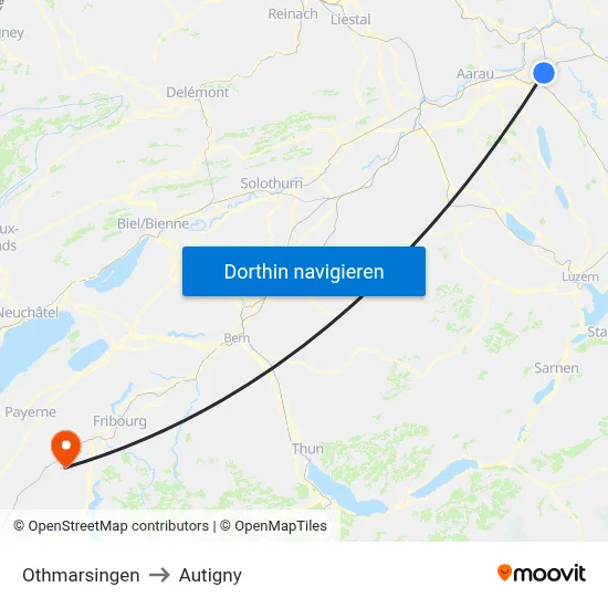 Othmarsingen to Autigny map