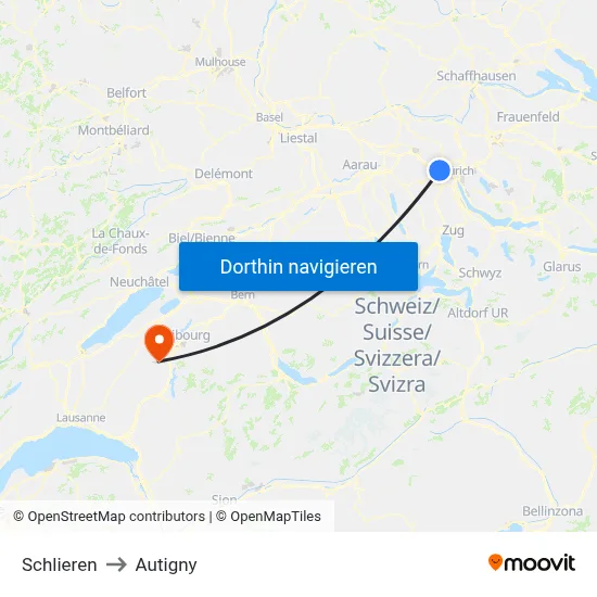 Schlieren to Autigny map