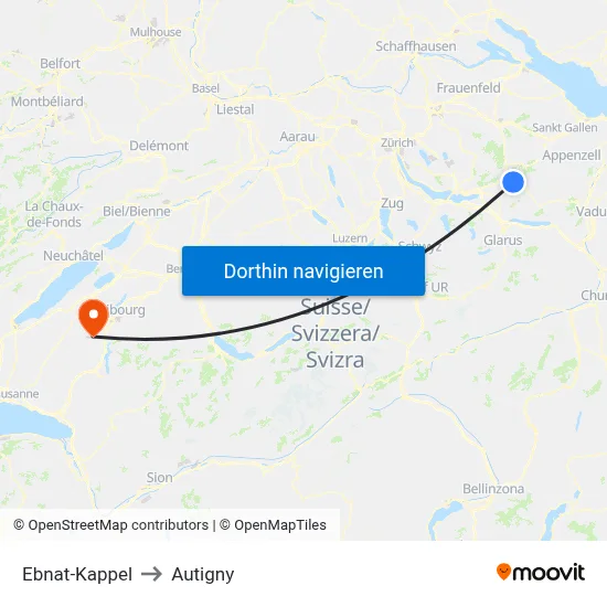 Ebnat-Kappel to Autigny map