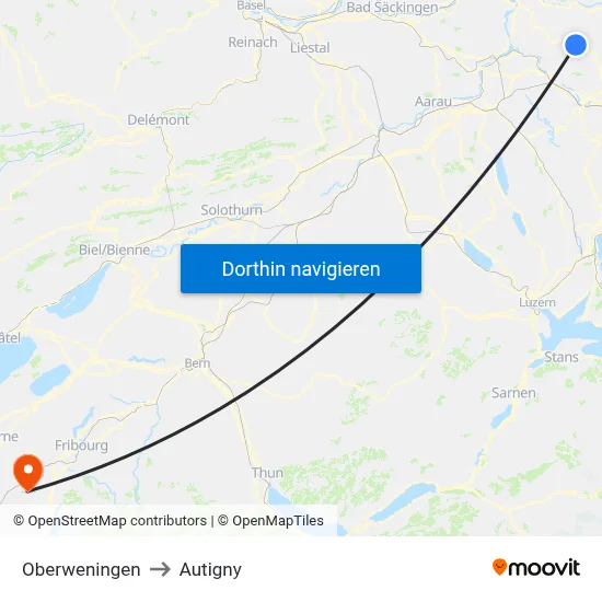 Oberweningen to Autigny map