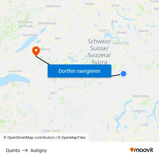 Quinto to Autigny map