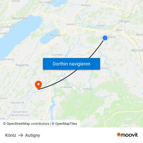 Köniz to Autigny map