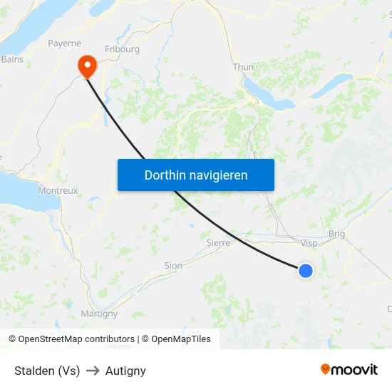 Stalden (Vs) to Autigny map