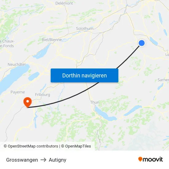 Grosswangen to Autigny map