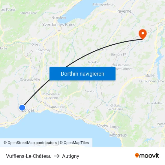 Vufflens-Le-Château to Autigny map