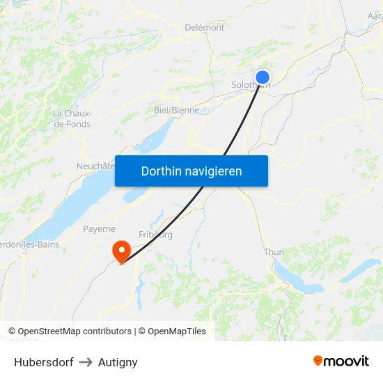Hubersdorf to Autigny map