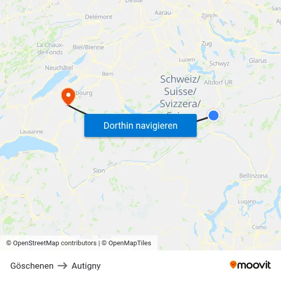 Göschenen to Autigny map
