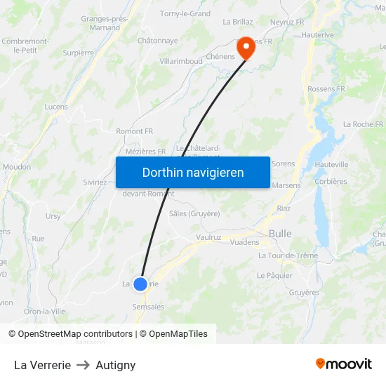 La Verrerie to Autigny map