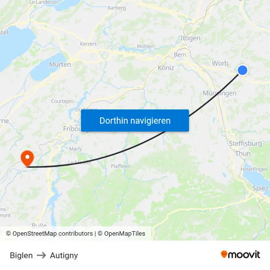 Biglen to Autigny map